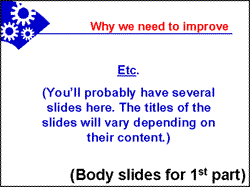 Sample presentation: body slides for 1st part